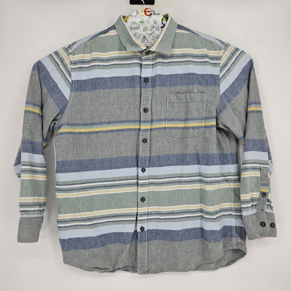 Tommy Bahama Shirt Mens Extra Large Flannel Striped Casual Outdoors Button Up